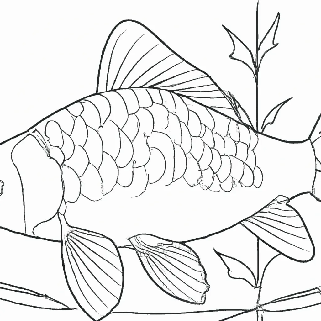 Desenho para pintar desenho carpa koi aquario arte