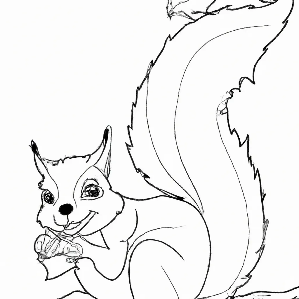 Desenho para pintar desenho esquilo fofo engracado divertido