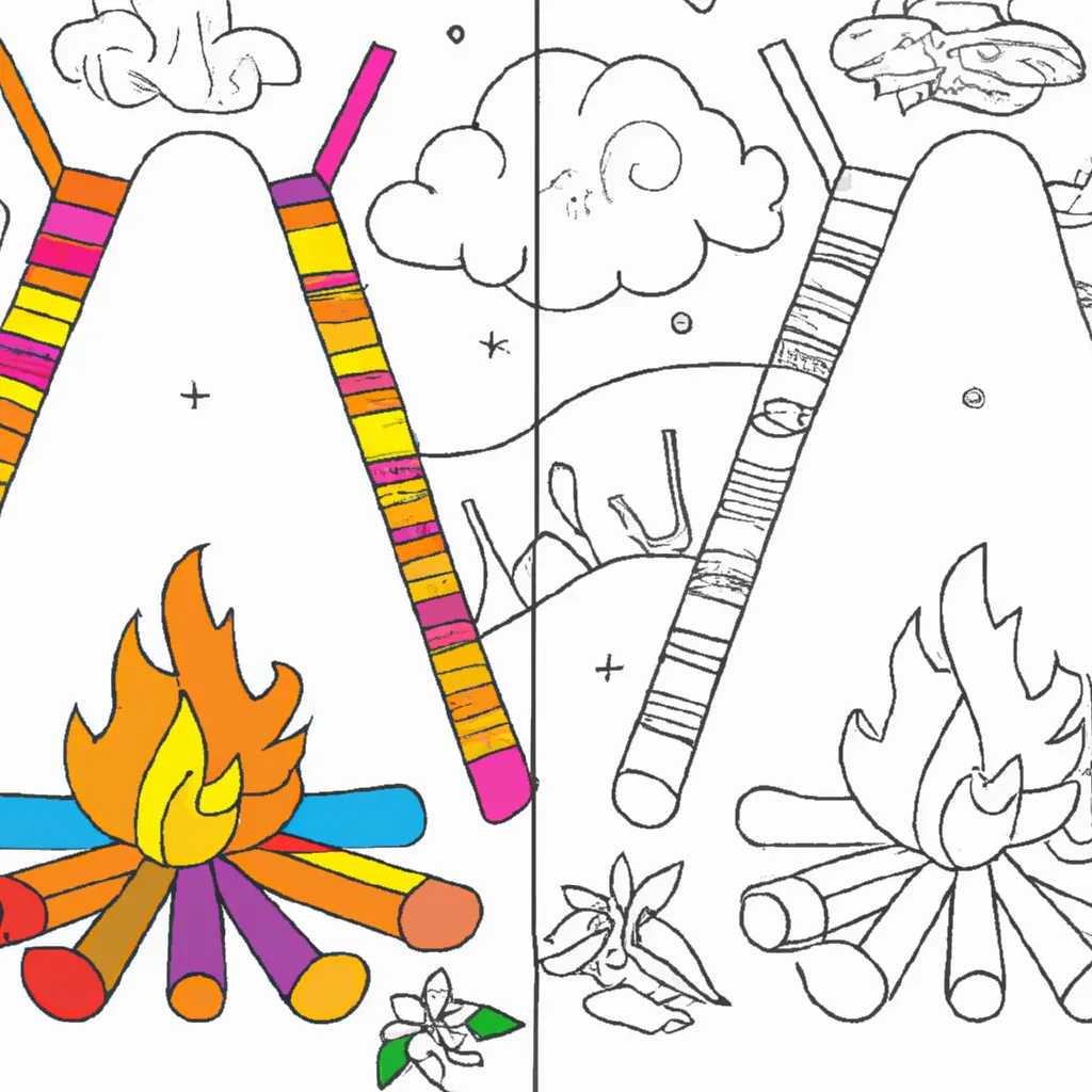 Desenho para pintar desenhos fogueira