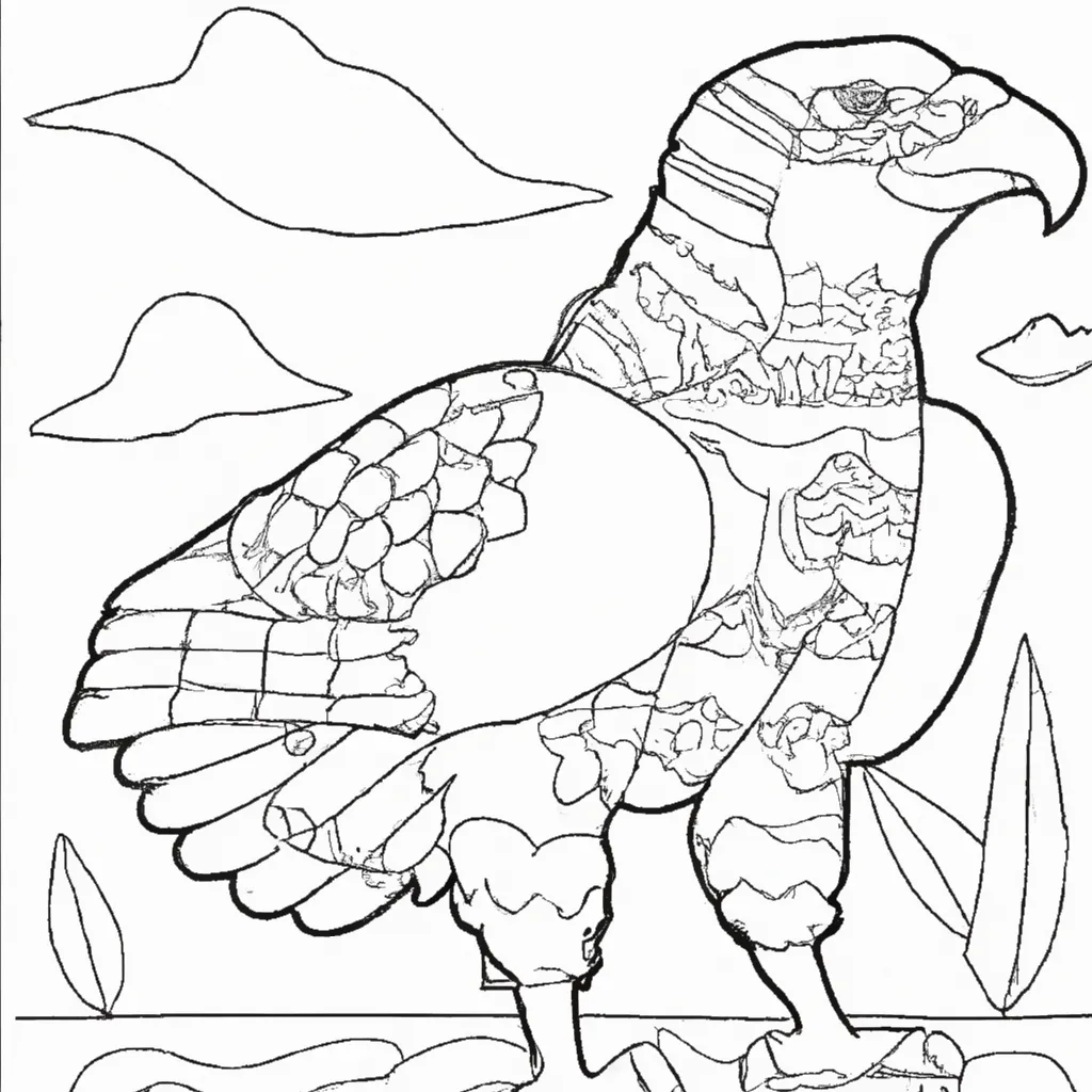Colorindo uma Águia de Penacho: Desafio Criativo para Crianças! Desenho sobre desenho aguia penacho