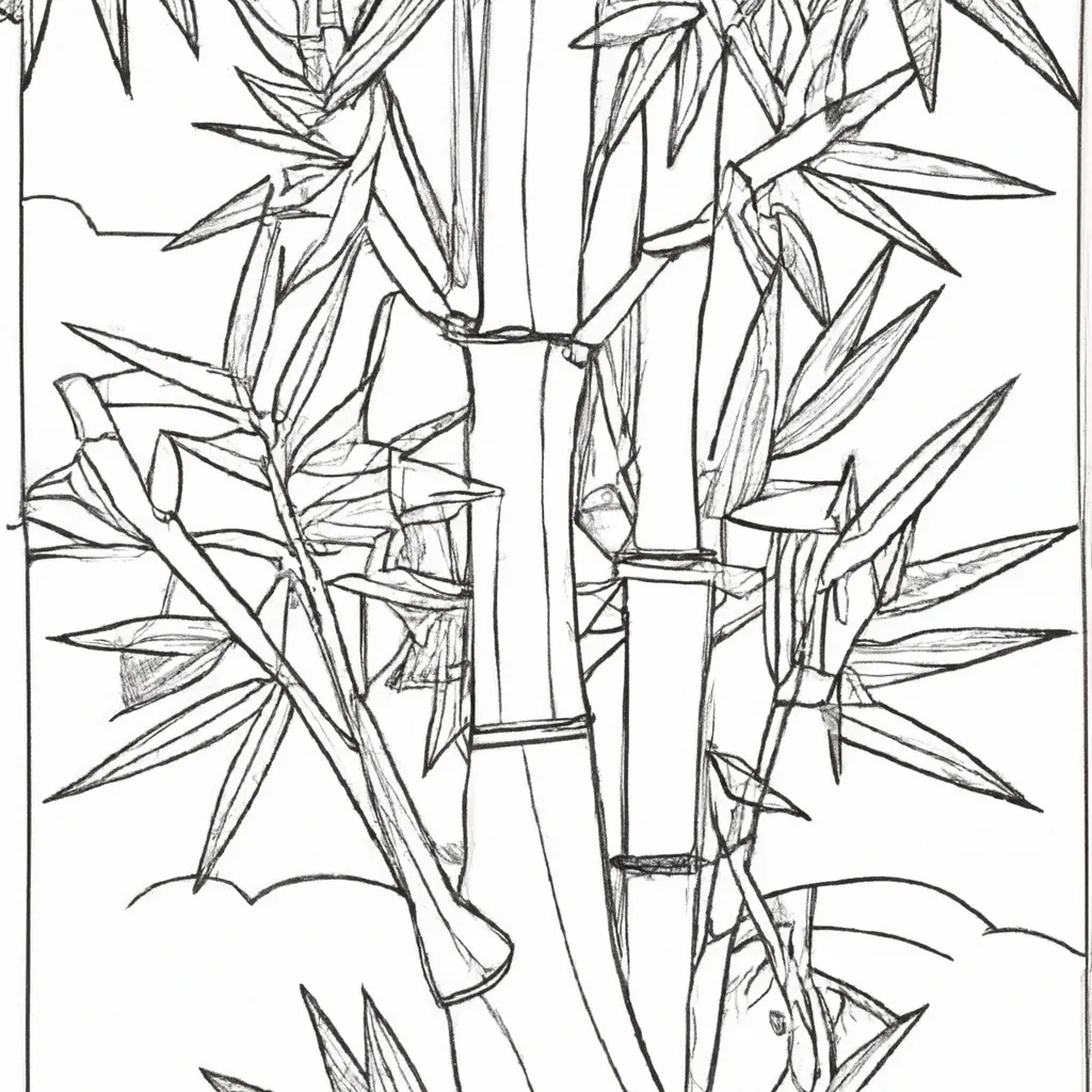 Desenho sobre desenho arvore bambu