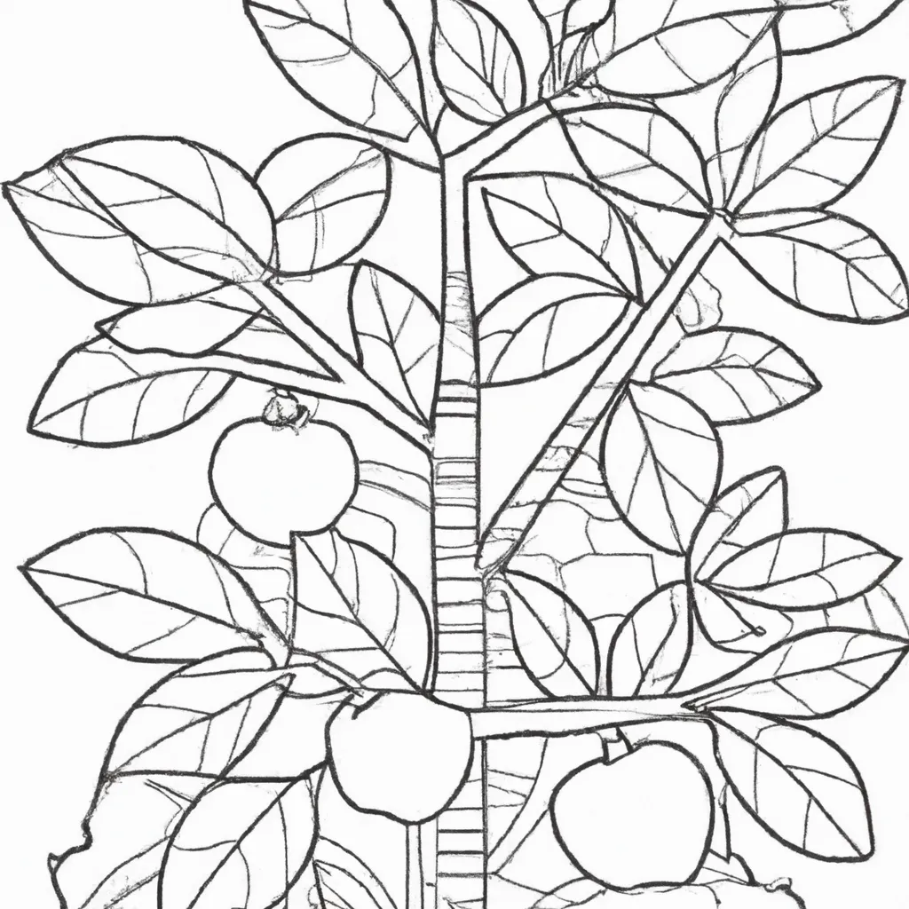 Desenho sobre desenho arvore pessego