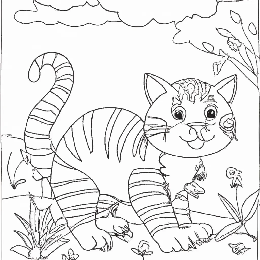 Desenho sobre desenho gato campo