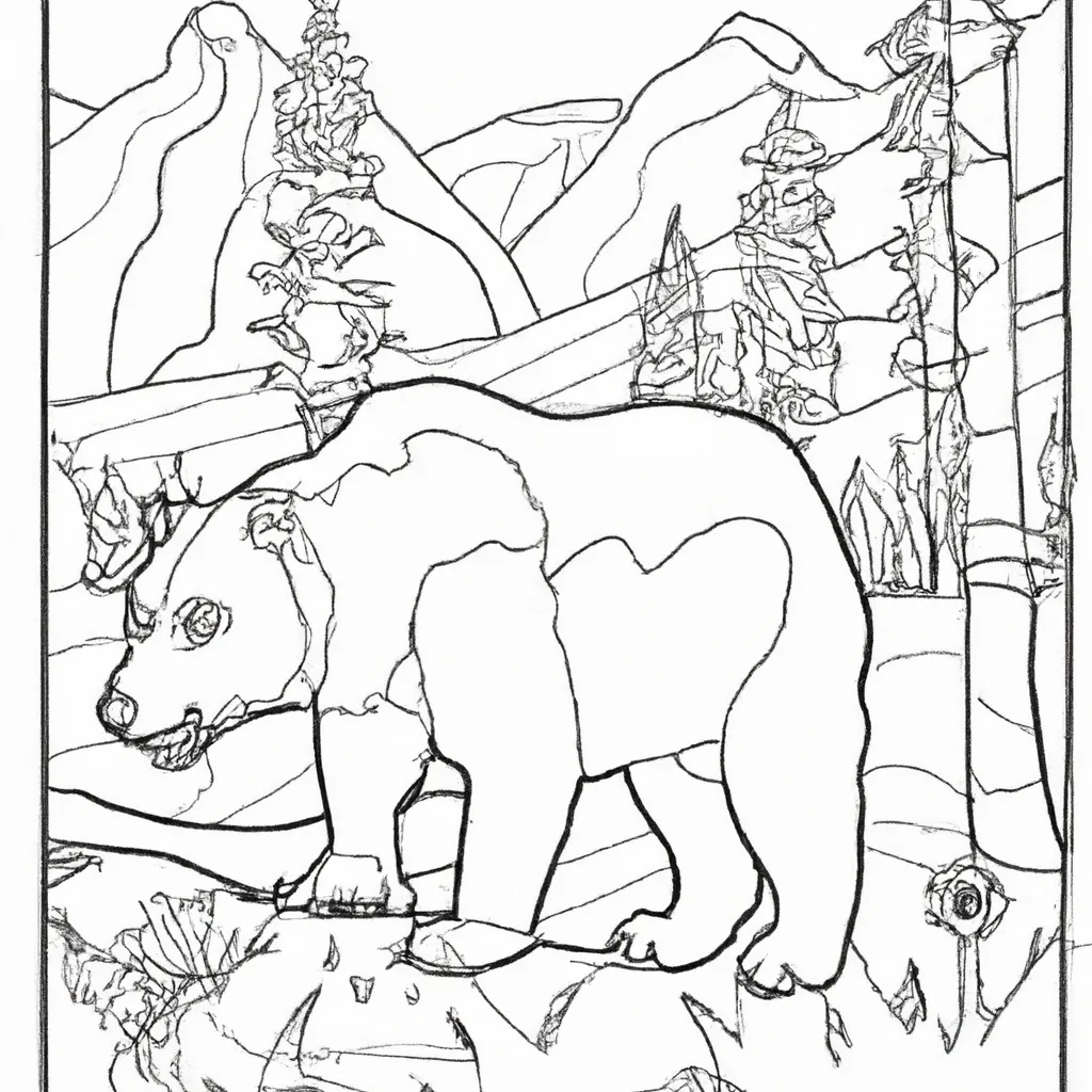 Desenho sobre desenho urso pardo