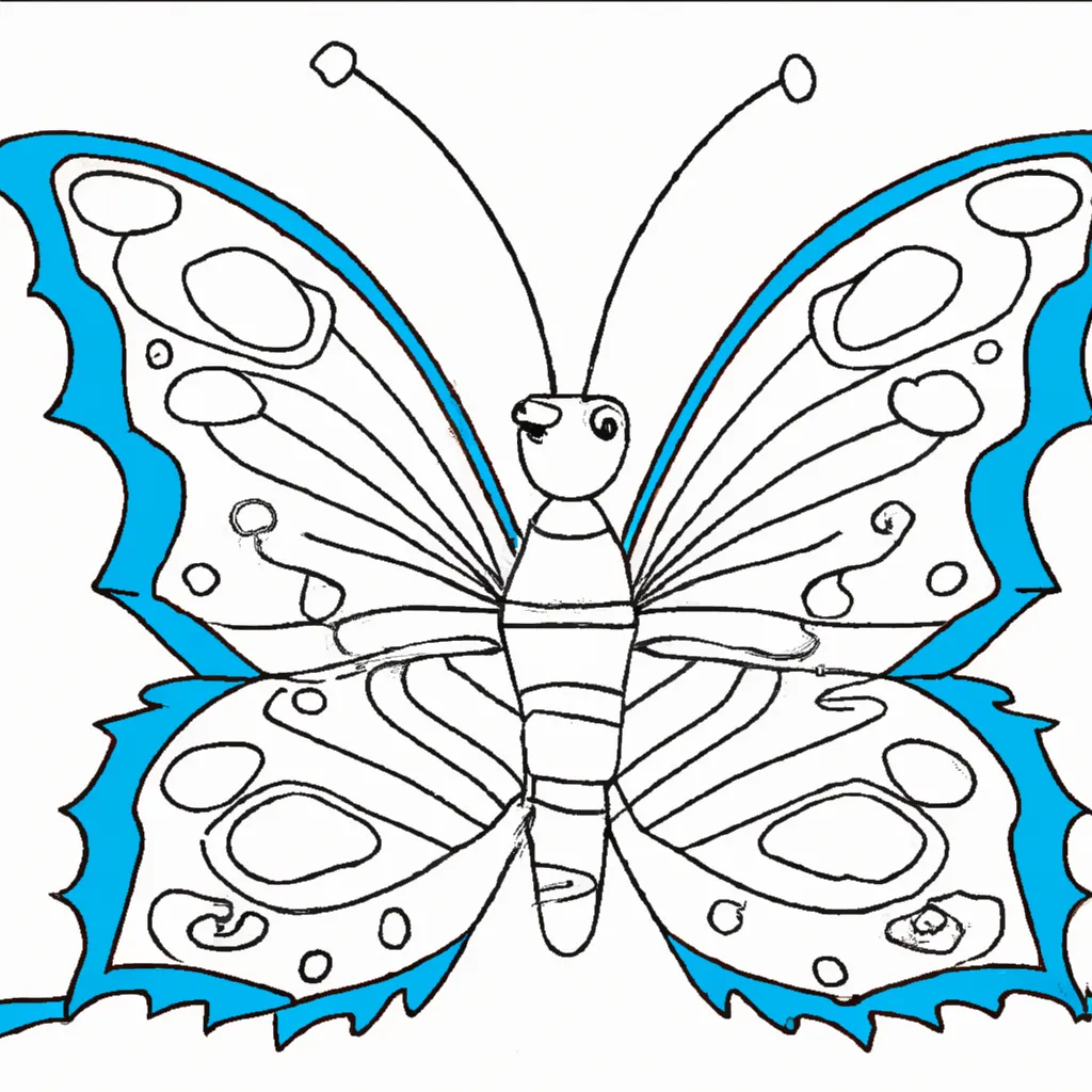 Desenho sobre desenhos borboleta azul