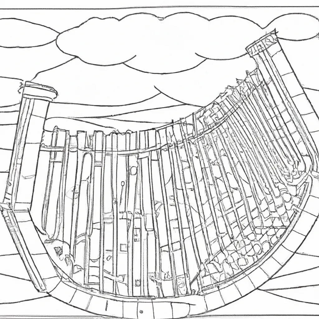 Desenho sobre desenhos harpa arte instrumento musica