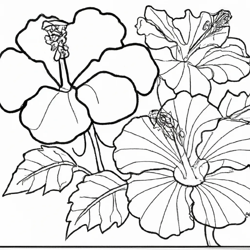 Desenho sobre desenhos hibisco