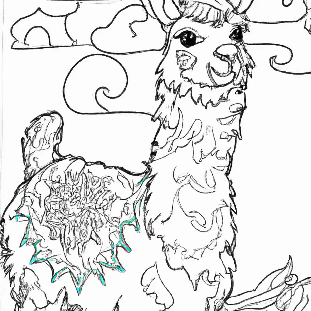 Desenho sobre desenhos lhama