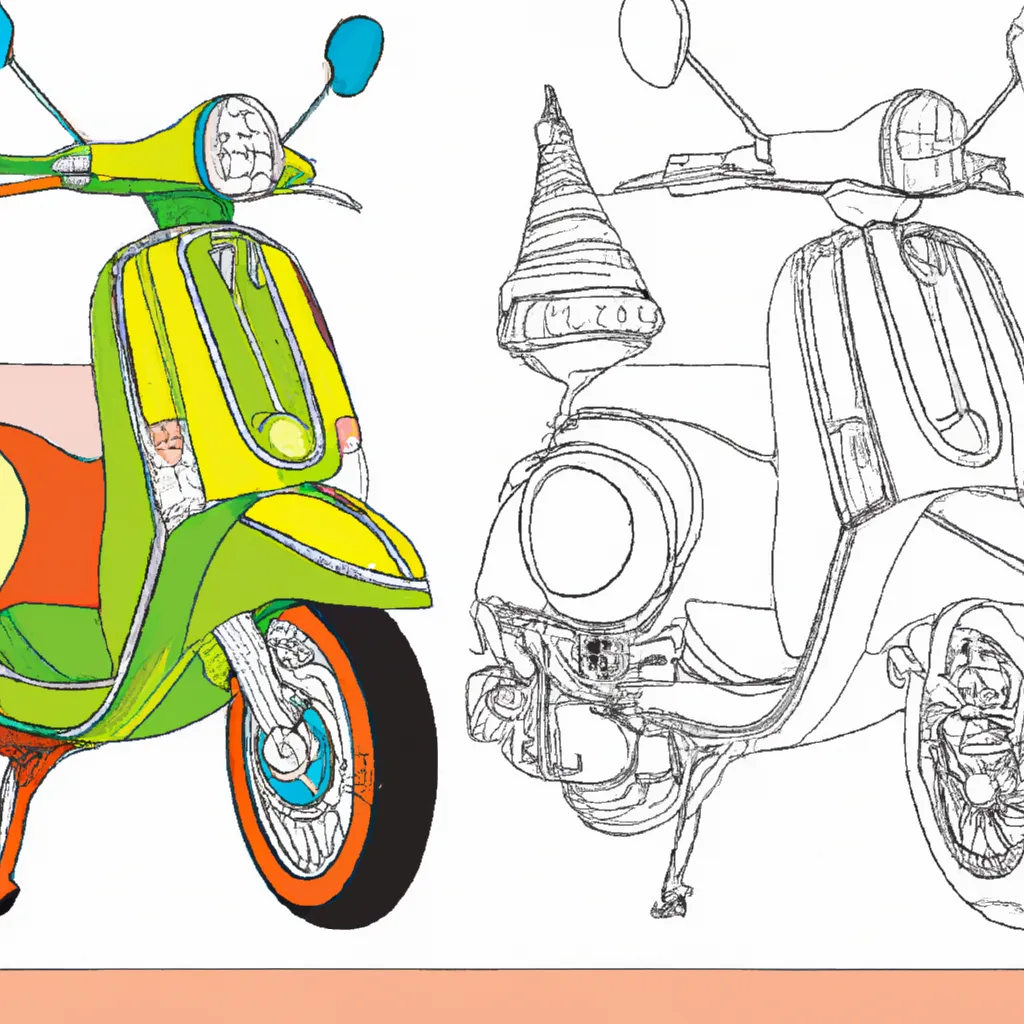 Desenho sobre desenhos vespas arte motociclos