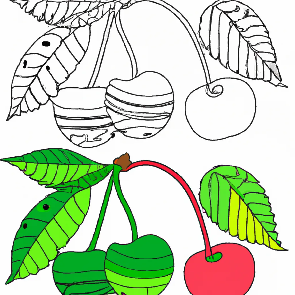 Atividade infantil de desenho cereja frutas arte diversao