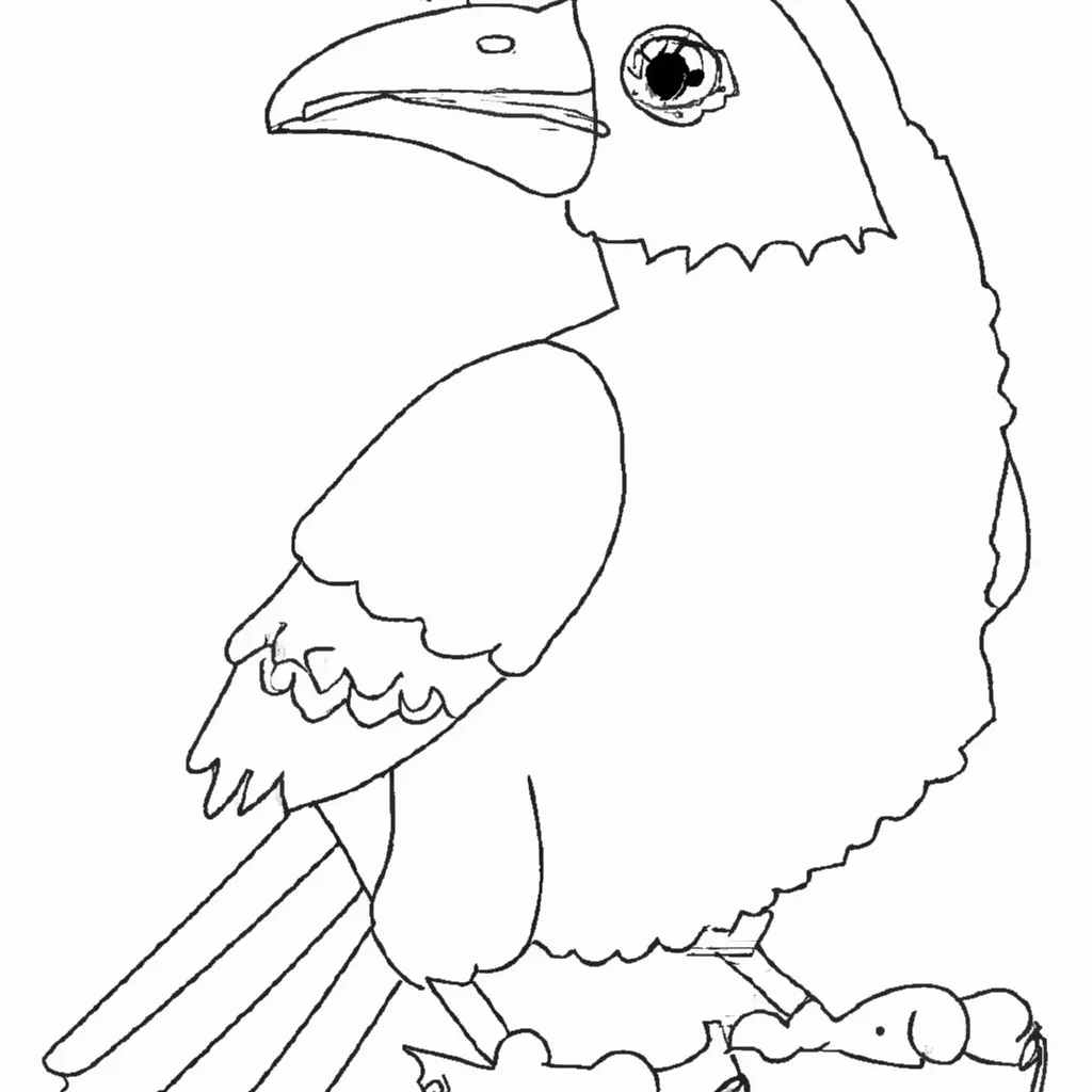 Atividade infantil de desenho corvo arte preto branco