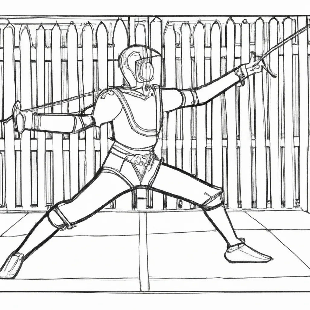 Atividade infantil de desenho esgrima arte jogo esporte