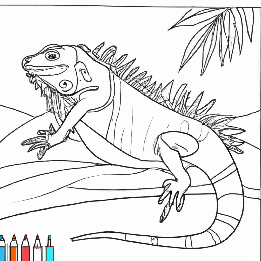 Atividade infantil de desenho iguana