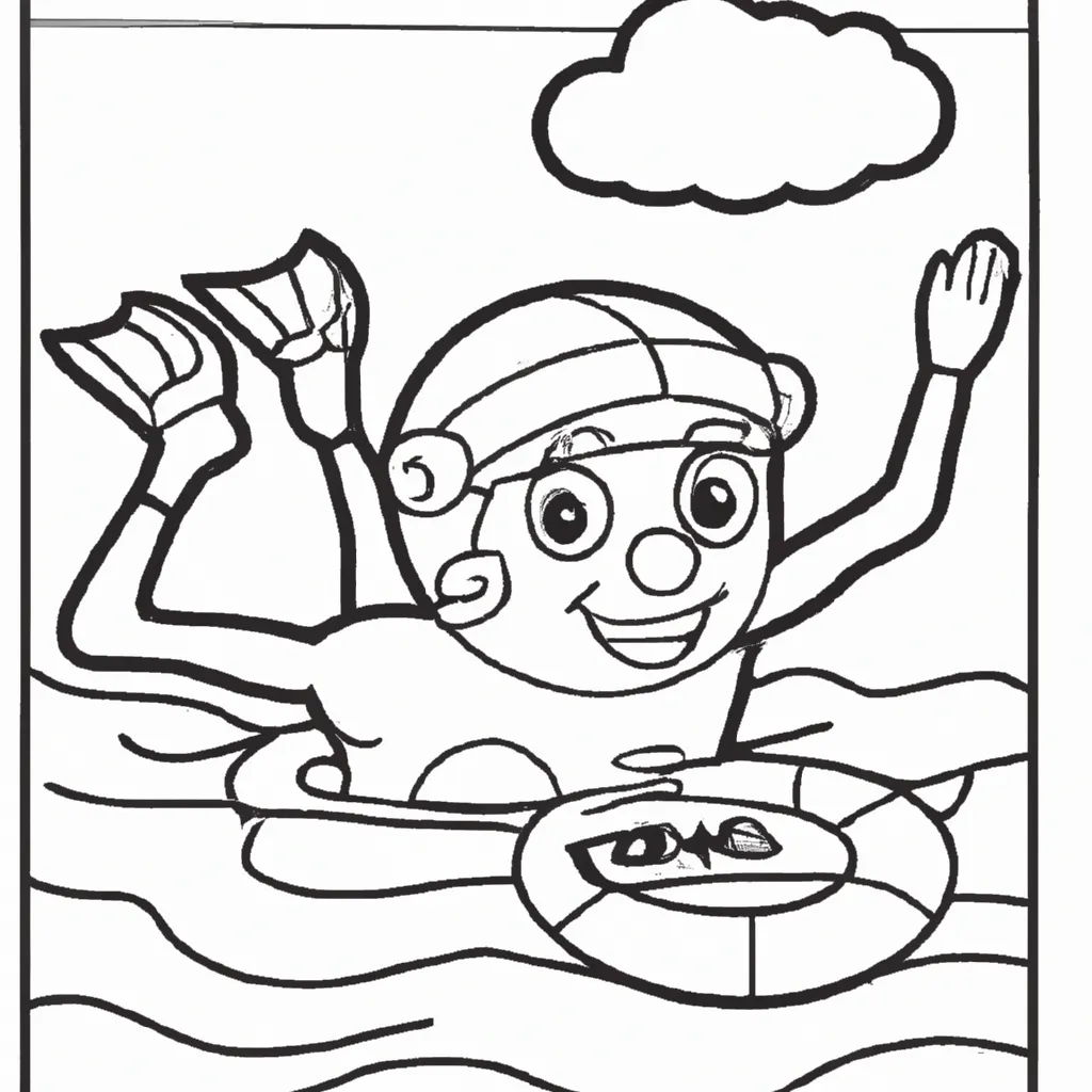 Atividade infantil de desenho natacao aquatico