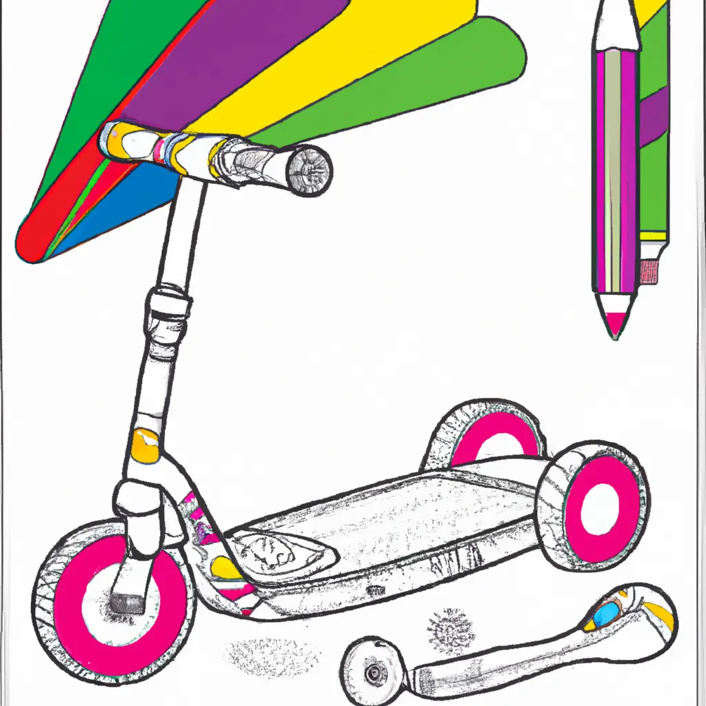 Atividade infantil de desenho patinete