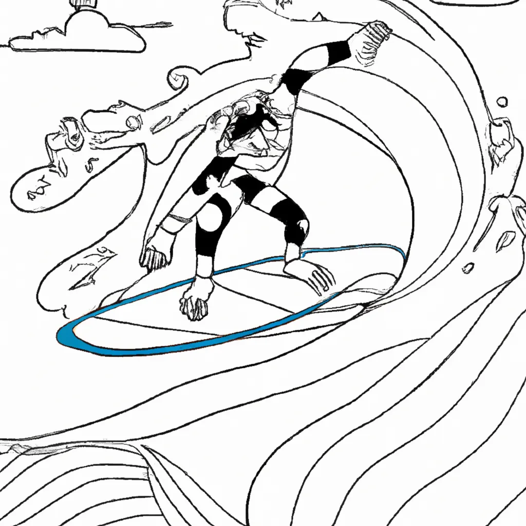 Atividade infantil de desenho surf praias onda arte