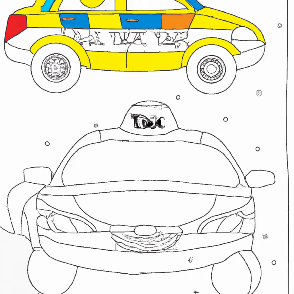 Atividade infantil de desenho taxi auto viagem carro