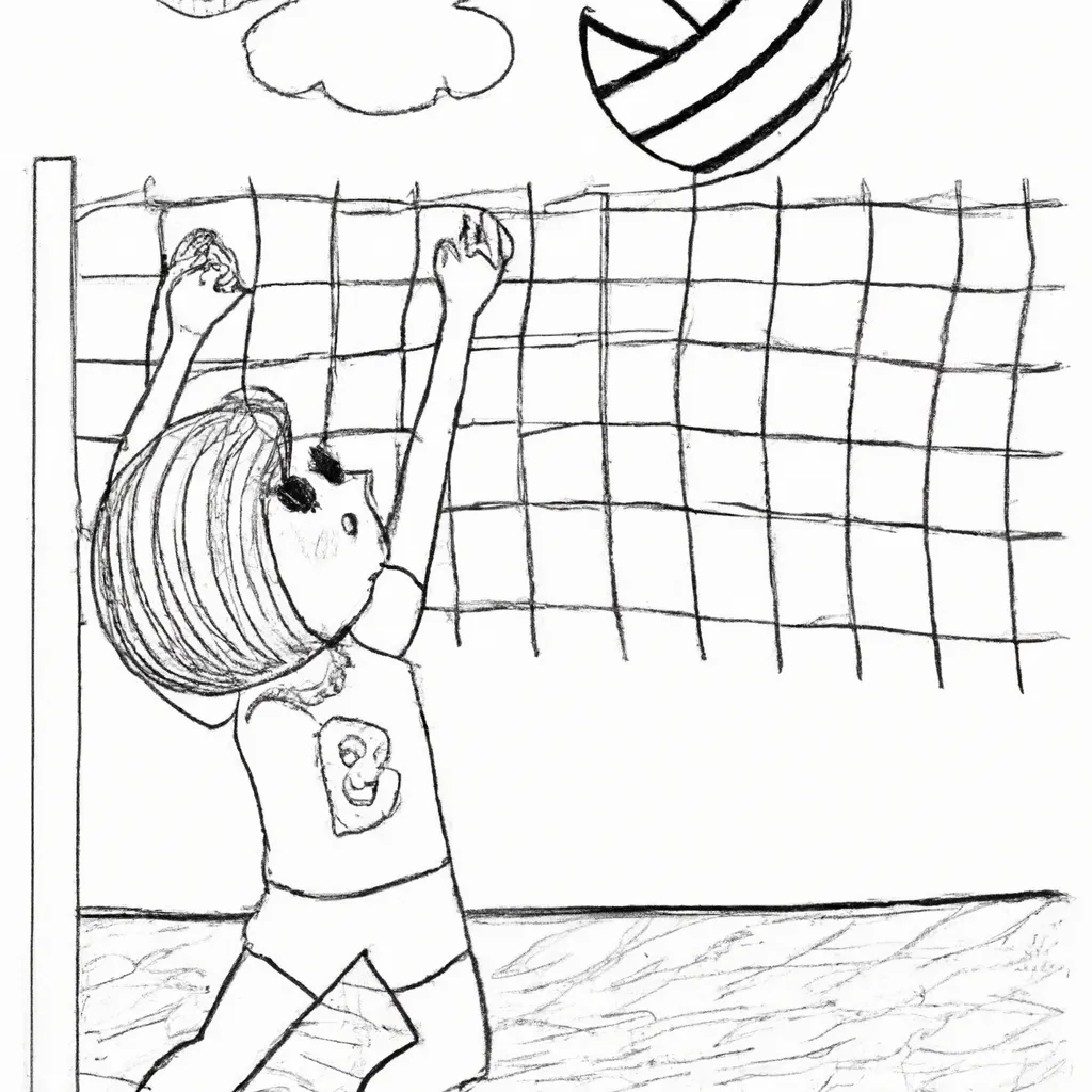 Atividade infantil de desenho voley esporte quadra brincar