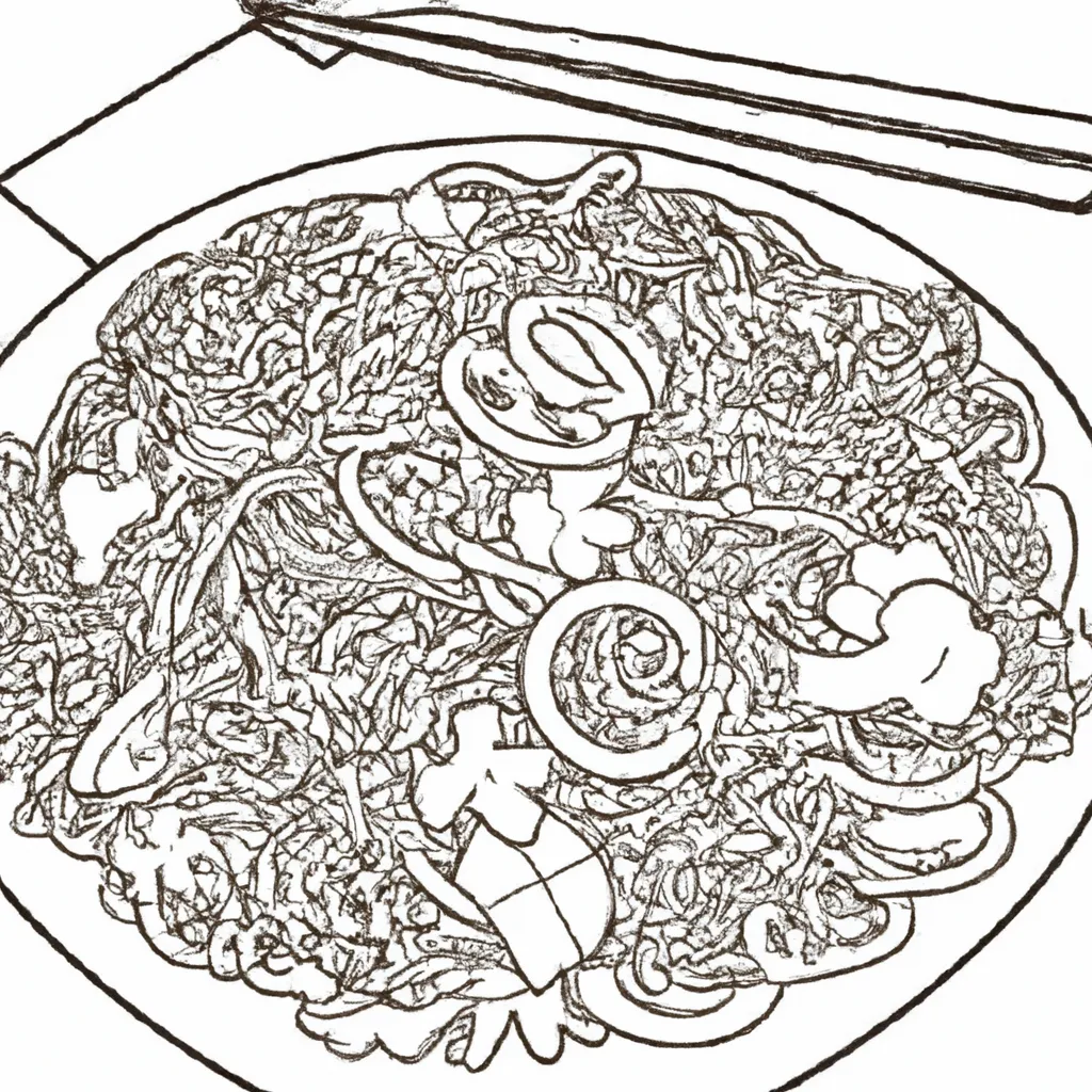 Atividade infantil de desenho yakisoba