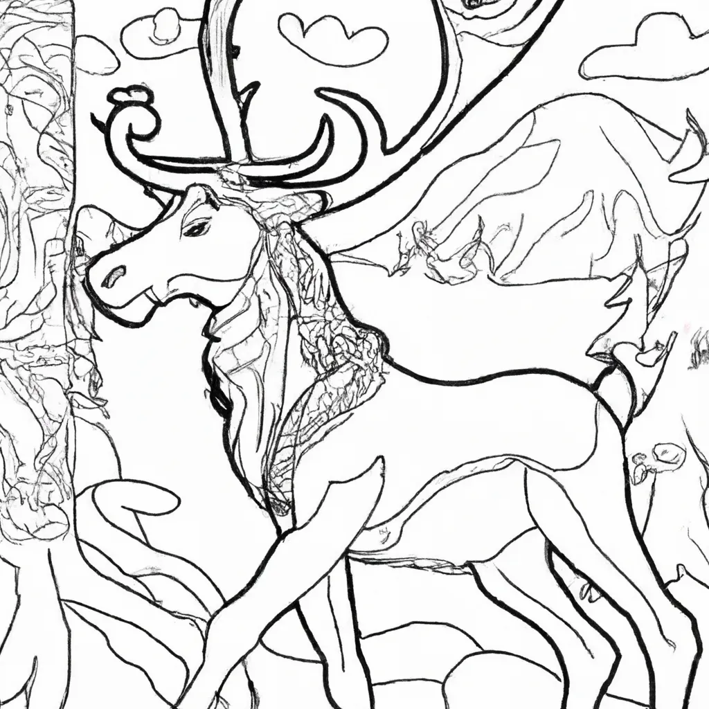 Atividade infantil de desenhos cervo arte natureza mistico