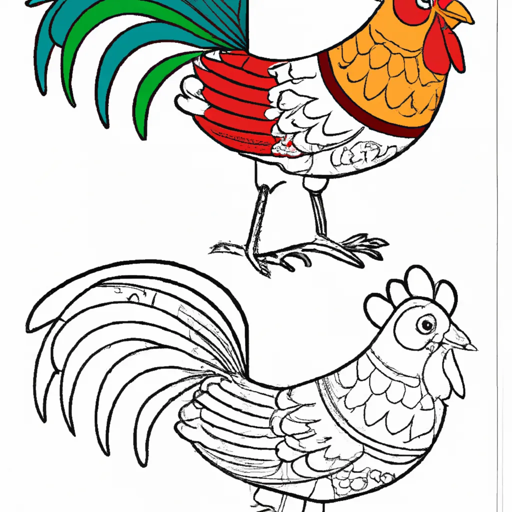 Atividade infantil de desenhos de frango