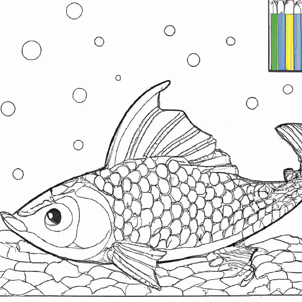 Atividade infantil de desenhos isca pescaria