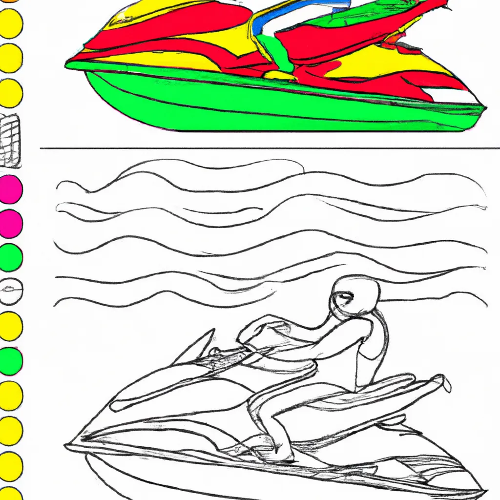 Atividade infantil de desenhos jetski