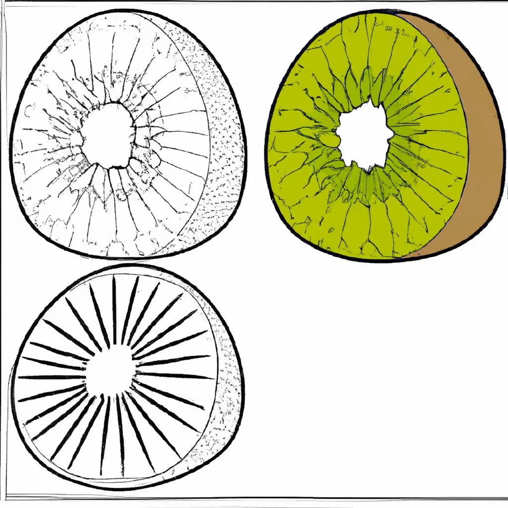 Atividade infantil de desenhos kiwi coloridos