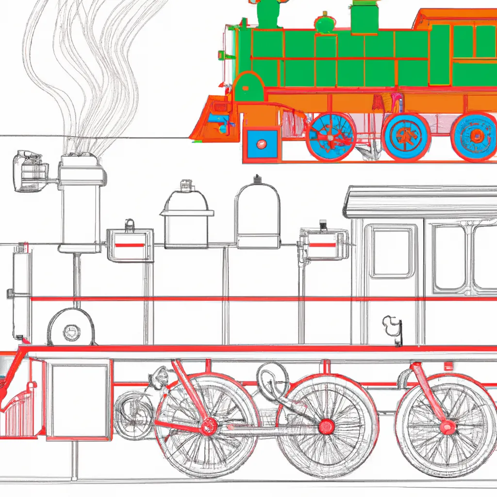 Atividade infantil de desenhos locomotiva