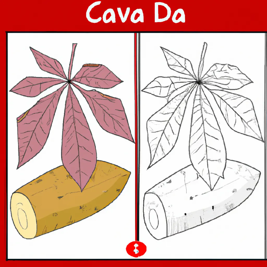 Atividade infantil de desenhos mandioca arte plantas nativas