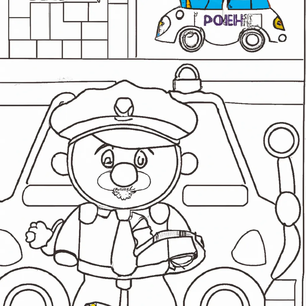 Atividade infantil de desenhos policial ilustracoes divertidas