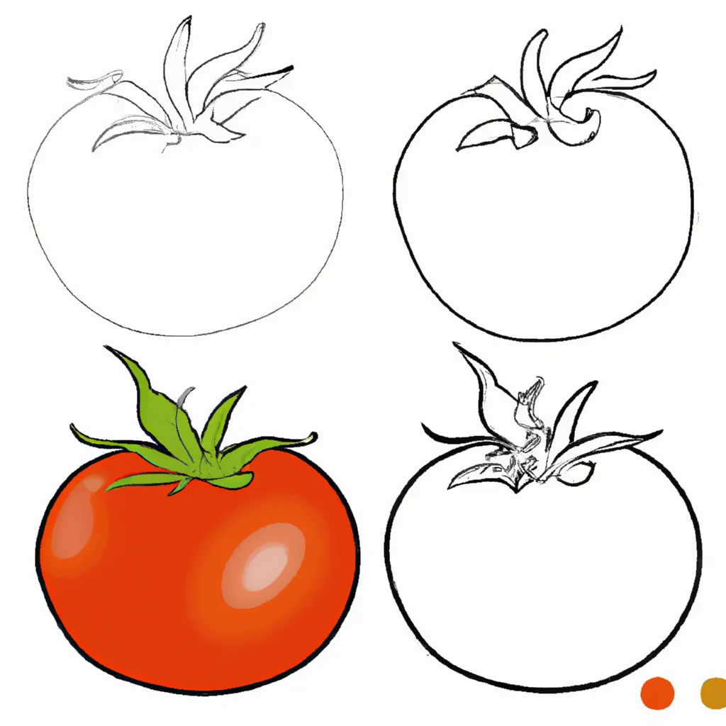 Atividade infantil de desenhos tomates frutas coloridas