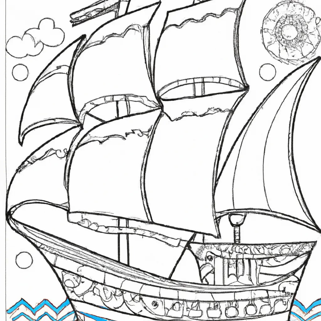 Atividade infantil de desenhos veleiro