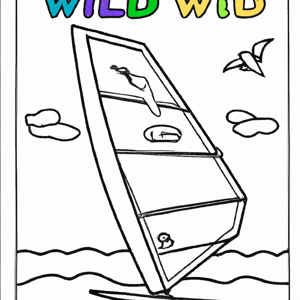 Atividade infantil de desenhos windsurf