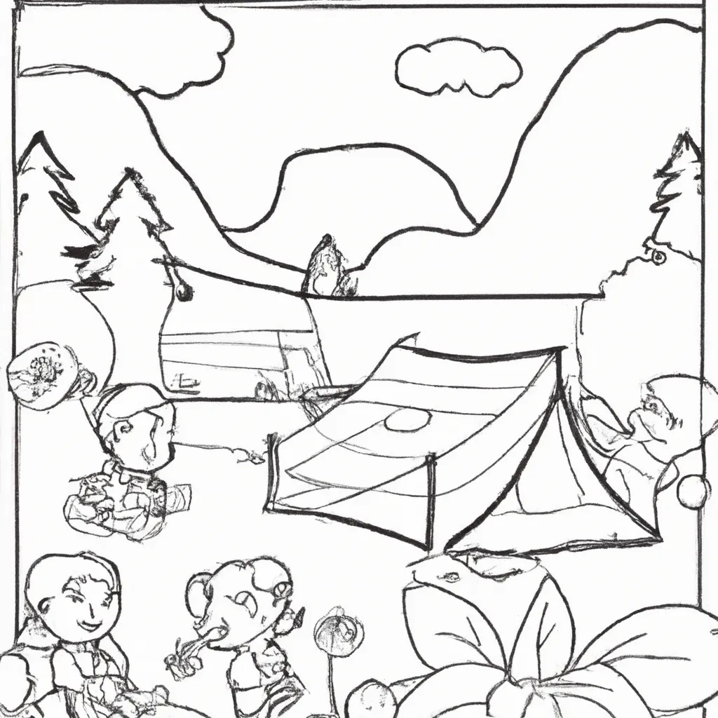 Desenho desenhos acampamento criancas aventuras
