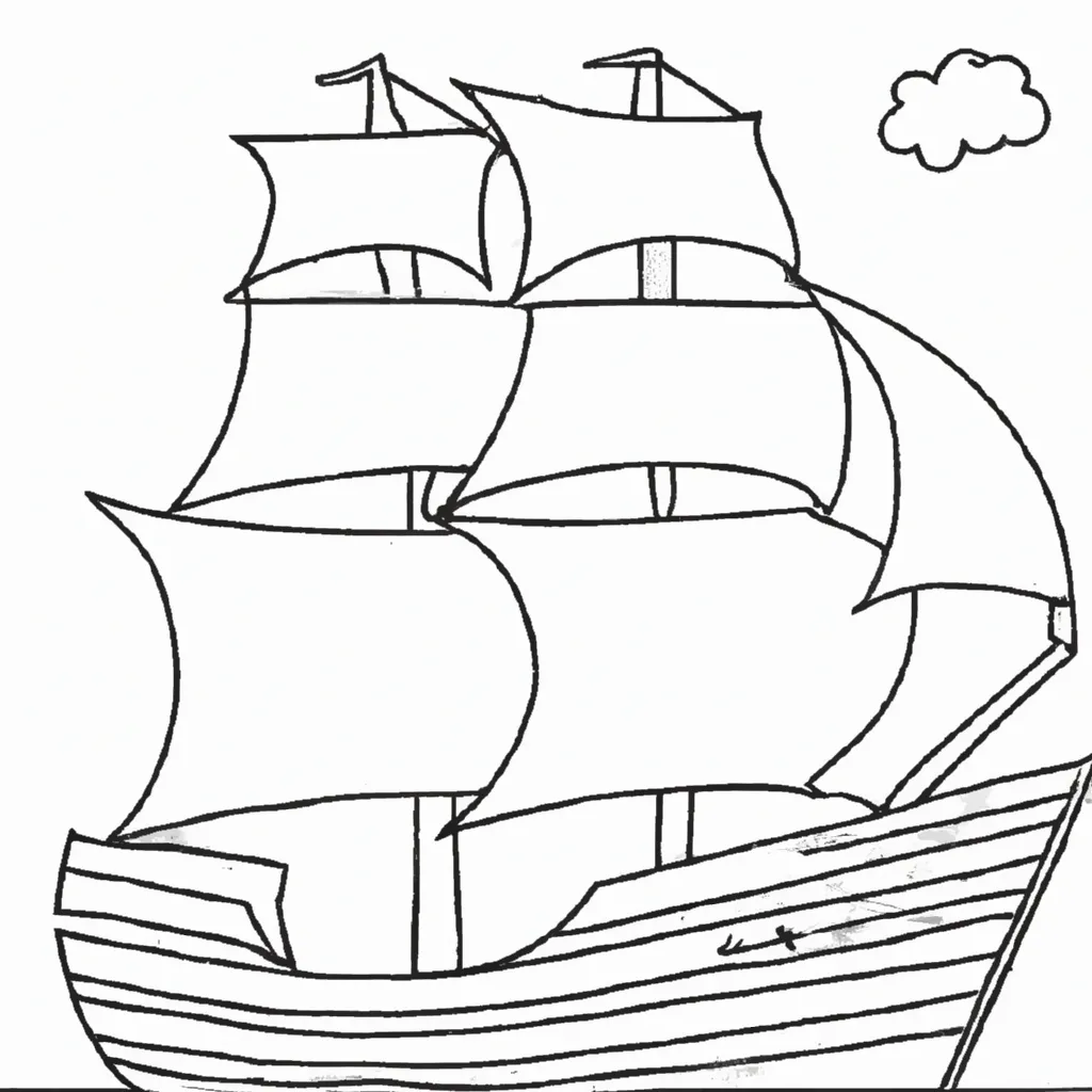 Divertida Atividade Para Crianças Desenho De Navio Para Colorir