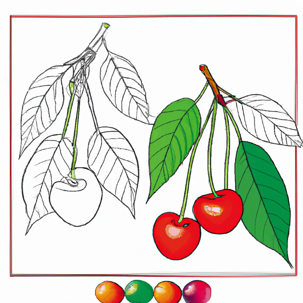 Desenho para pintar desenho cereja frutas arte diversao