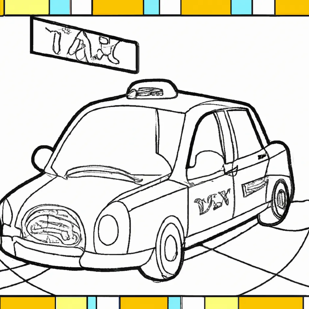 Desenho para pintar desenho taxi auto viagem carro