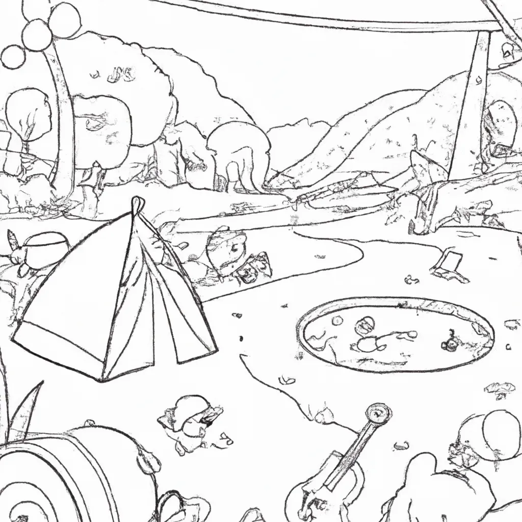 Desenho sobre desenhos acampamento criancas aventuras