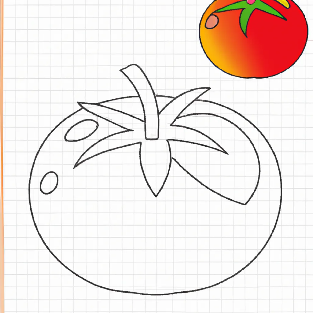 Desenho sobre desenhos tomates frutas coloridas