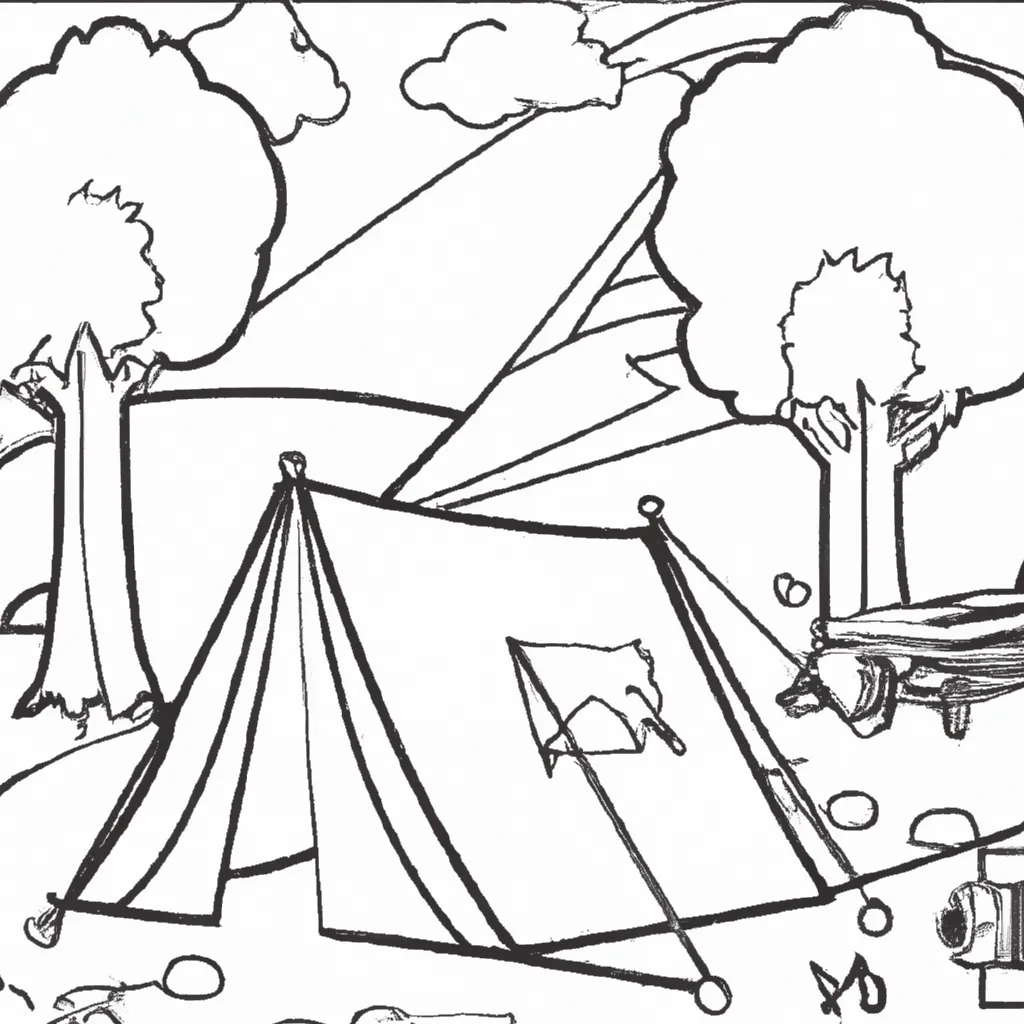 desenho de desenhos acampamento criancas aventuras